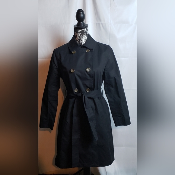 J.Crew Factory Black Trench Coat size 0, nwt B0622 - Picture 5 of 11